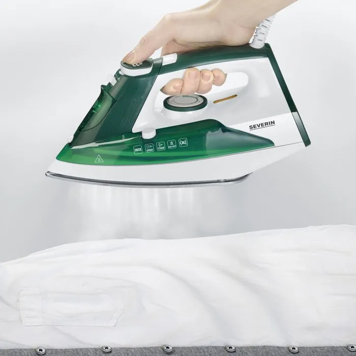 Severin Plancha de Vapor BA3261 Suela Acero Antigoteo Vapor Continuo 85g/min 2400W Verde