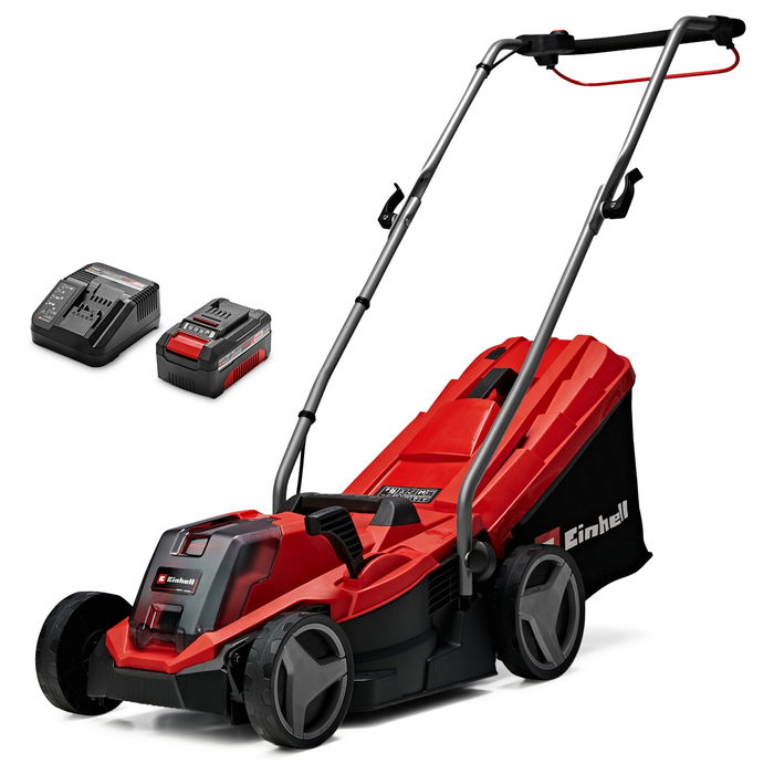 Einhell GE-CM 18/33 Li Cortacésped de Batería 18V, Ancho de Corte 33 cm para hasta 200 m², con Batería de 4.0 Ah (Ión-Litio), Color Negro/Rojo Einhell GE-CM 18/33 Li Cortacésped de Batería 18V, Ancho de Corte 33 cm para hasta 200 m², con Batería de 4.0 Ah (Ión-Litio), Color Negro/Rojo