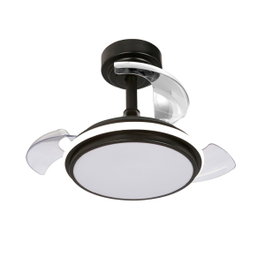 Cristalrecord Antila mini xs Ventilador de techo LED Negro con aspas retráctiles de 55 cm