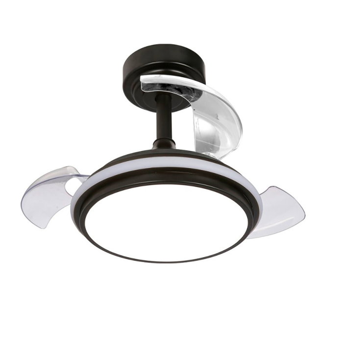 Cristalrecord Antila mini xs Ventilador de techo LED Negro con aspas retráctiles de 55 cm