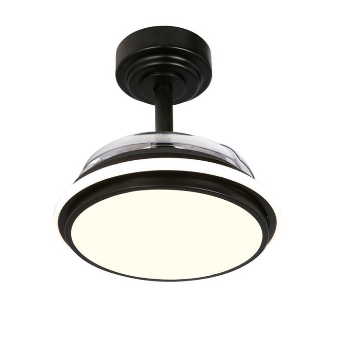 Cristalrecord Ventilador de Techo con LED Antila Mini XS - 3 Aspas Retráctiles, Motor DC 35W, 3000 LM, 3CCT Dimmable, Control Remoto, Negro, Ø55 cm