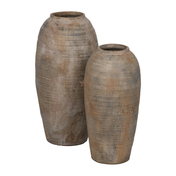 Jarrón Gris Cerámica Decoración 24 X 24 X 49 cm