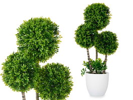 Ibergarden Maceta decorativa con 3 bolas, plástico, color verde y blanco, 21x45.5x12 cm (Set de 6)