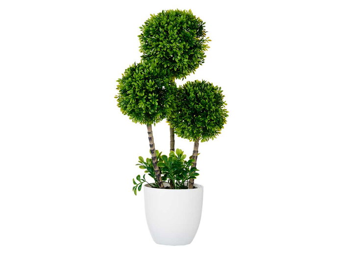 Ibergarden Maceta decorativa con 3 bolas, plástico, color verde y blanco, 21x45.5x12 cm (Set de 6)