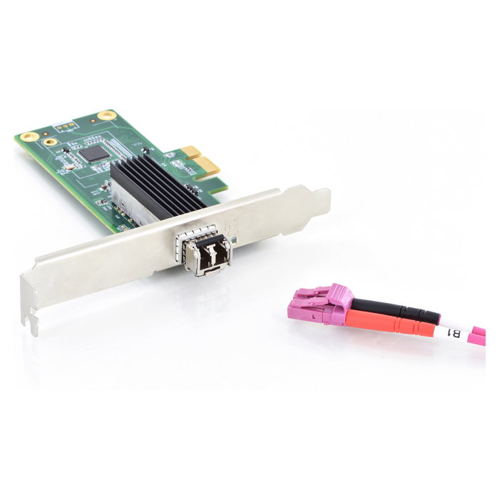 Digitus Tarjeta de Red Interna PCI Express SFP Gigabit Ethernet para Fibra Óptica, Intel, 1000 Mbit/s, IEEE 802.3x, Compatible con Windows, Mac, Linux