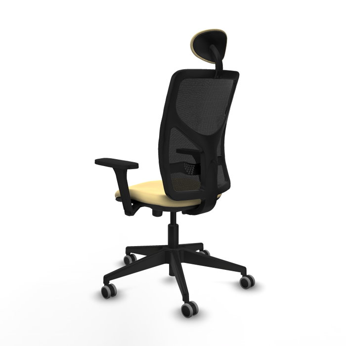 PIQUERAS Y CRESPO Silla de oficina Motilla con mecanismo Sincro/Traslack, Crema y Negro