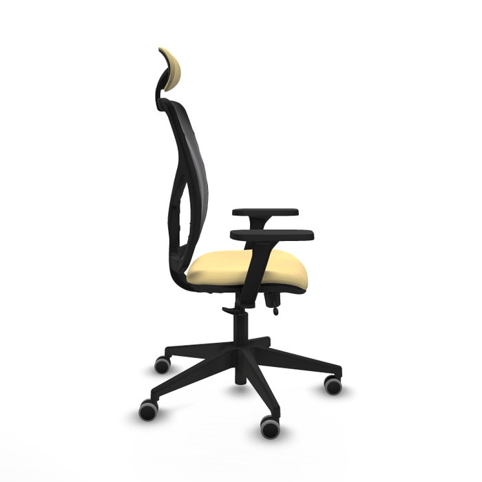 PIQUERAS Y CRESPO Silla de oficina Motilla con mecanismo Sincro/Traslack, Crema y Negro