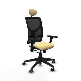 PIQUERAS Y CRESPO Silla de oficina Motilla con mecanismo Sincro/Traslack, Crema y Negro