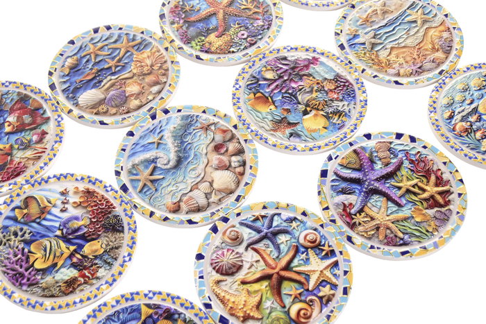 DKD Home Decor Posavasos de Dolomita Marino 12 Unidades DKD Home Decor Posavasos de Dolomita Marino 12 Unidades