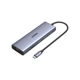 UGREEN Concentrador USB-C 9 en 1 con Puerto HDMI, VGA, RJ45, Ranuras SD/TF y USB-C para Ordenador - Negro