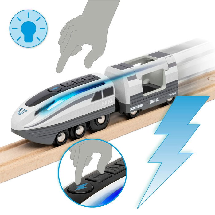 Brio World Locomotora de tren eléctrico con baterías súper rápidas Brio World Locomotora de tren eléctrico con baterías súper rápidas