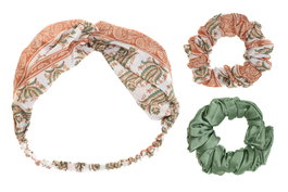 DKD Home Decor Set de 3 Accesorios de Pelo Mostaza y Verde
