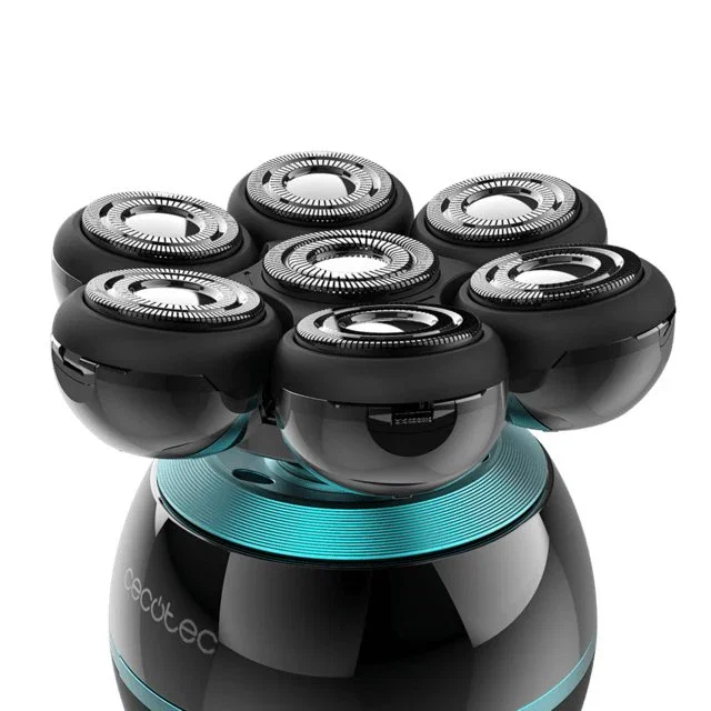 Cecotec Bamba PrecisionCare Skull Afeitadora Eléctrica 7 Cuchillas Inoxidable Negro Recargable 60 Min Pantalla Batería con Base Cargador 04443