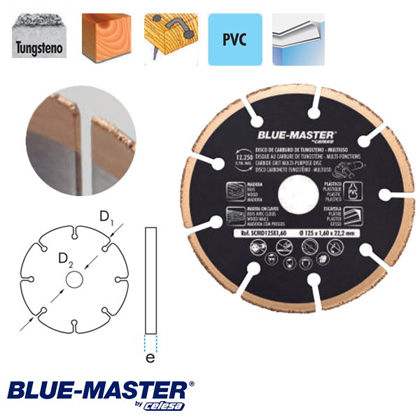 BLUE MASTER Disco Multiusos Radial Carburo-Tungsteno 125x1.6x22 mm BLUE MASTER Disco Multiusos Radial Carburo-Tungsteno 125x1.6x22 mm
