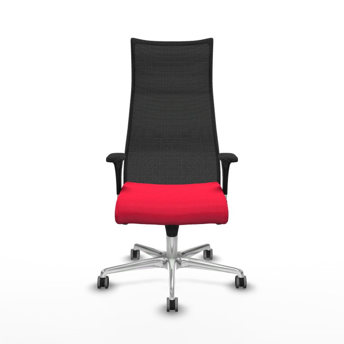 PIQUERAS Y CRESPO Sillón Albacete con Mecanismo Sincro, Tela Roja y Malla Negra, Base Aluminio PIQUERAS Y CRESPO Sillón Albacete con Mecanismo Sincro, Tela Roja y Malla Negra, Base Aluminio