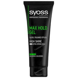 Syoss GEL max hold - Gel fijador extra fuerte sin siliconas 250 ml, efecto mojado y brillo duradero, control hasta 48h