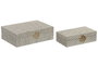 DKD Home Decor Set de 2 Cajas de Madera Blanco 30x21x9,5 cm