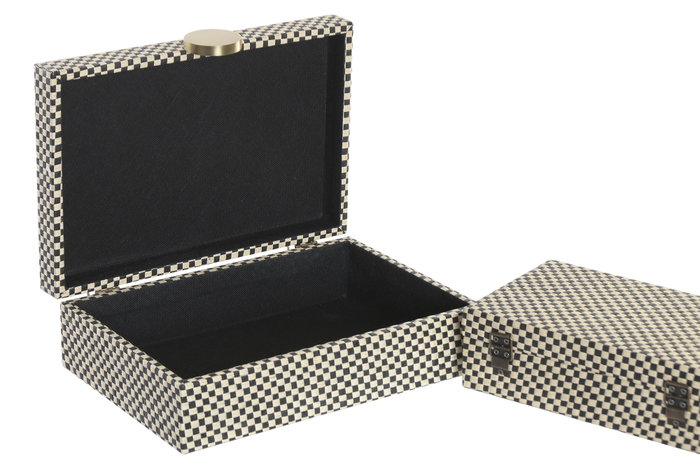 DKD Home Decor Set de 2 Cajas de Madera Blanco 30x21x9,5 cm
