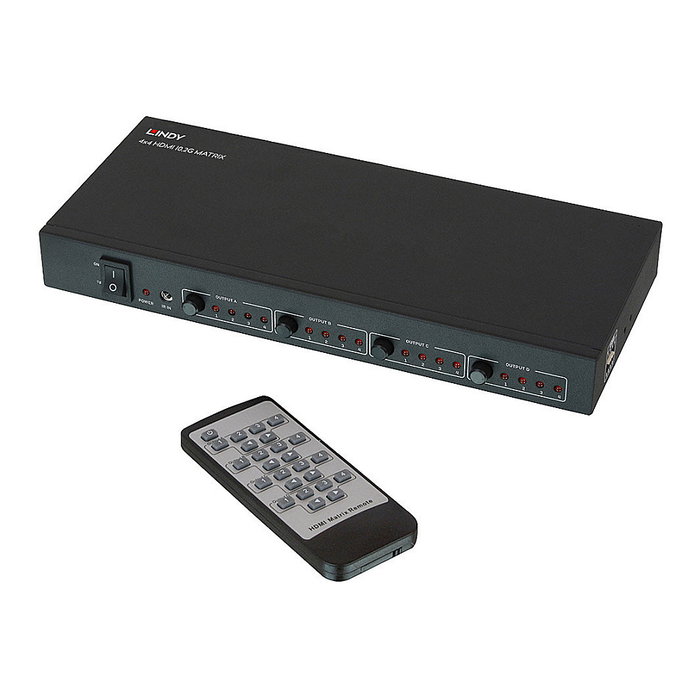 LINDY 38152 Matrix Switch HDMI 2.0 4x4 4K 2160p 18 Gbit/s Negro