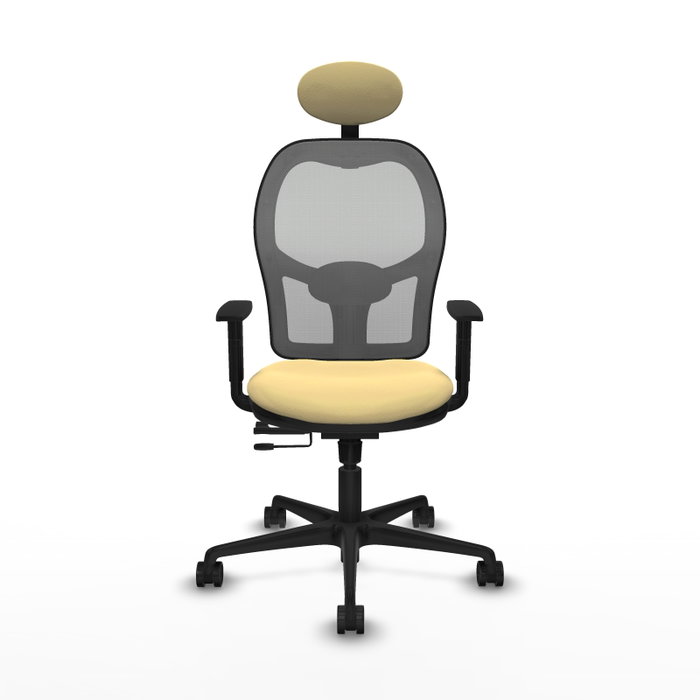 PIQUERAS Y CRESPO Silla de oficina Jorquera con mecanismo Sincro/Traslack, Crema y Gris