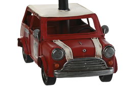 DKD Home Decor Lámpara Sobremesa Vintage Rojo Blanco Metal Lino 20 x 13 x 27 cm