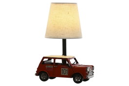 DKD Home Decor Lámpara de Sobremesa Metal Lino Coche Rojo