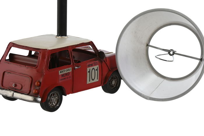 DKD Home Decor Lámpara Sobremesa Vintage Rojo Blanco Metal Lino 20 x 13 x 27 cm