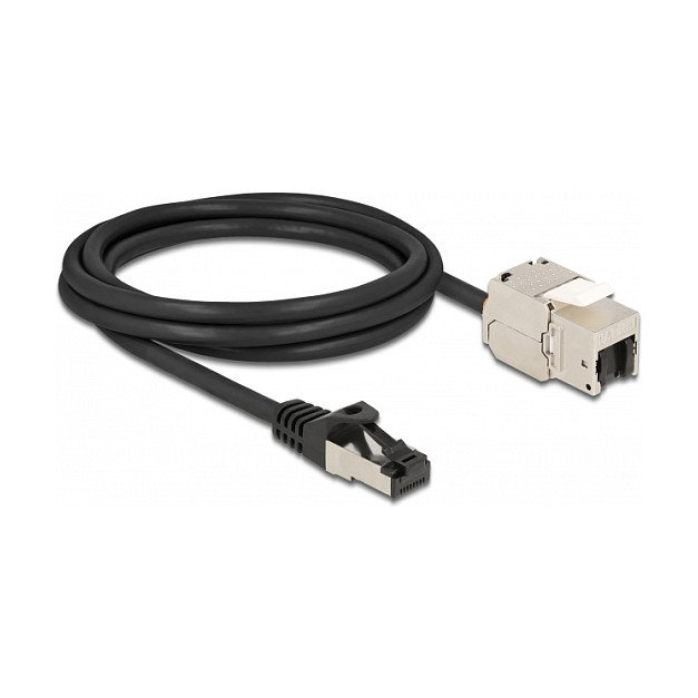 DeLOCK Cable RJ45 macho a Módulo Keystone RJ45 hembra Cat.6A 2 m negro