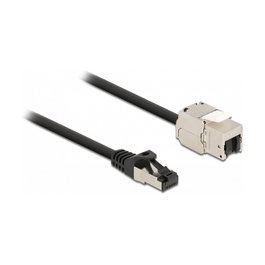 DeLOCK Cable RJ45 macho a Módulo Keystone RJ45 hembra Cat.6A, 2 m, Negro