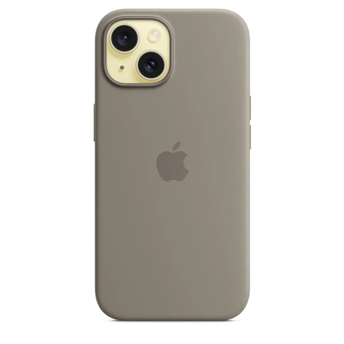 Apple MXPG3ZM/A Funda Silicona con MagSafe para iPhone 15 (6.1") - Color Gris Pardo (Clay)