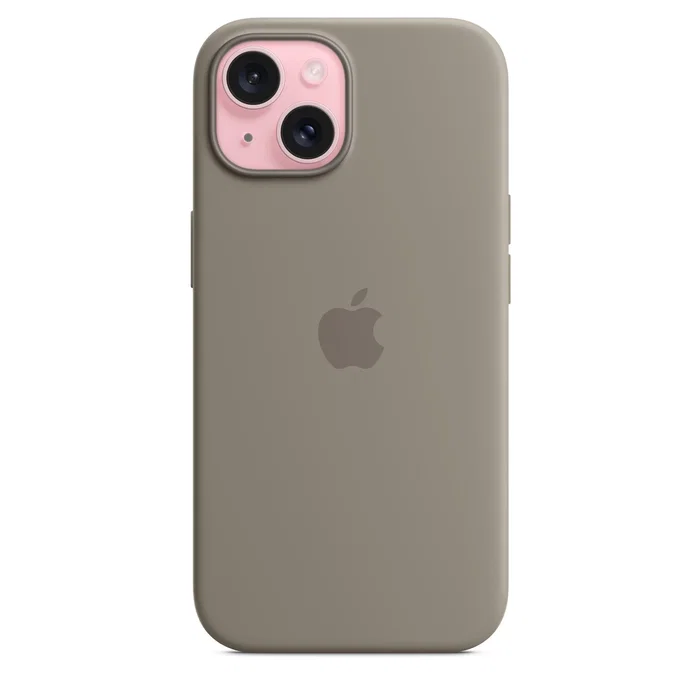 Apple MXPG3ZM/A Funda Silicona con MagSafe para iPhone 15 (6.1") - Color Gris Pardo (Clay)