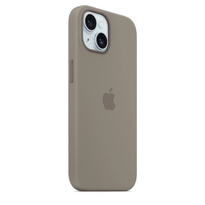 Apple MXPG3ZM/A Funda Silicona con MagSafe para iPhone 15 (6.1") - Color Gris Pardo (Clay)