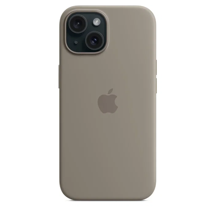 Apple MXPG3ZM/A Funda Silicona con MagSafe para iPhone 15 (6.1") - Color Gris Pardo (Clay)