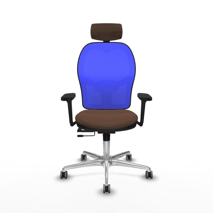 PIQUERAS Y CRESPO Silla de oficina Jorquera con mecanismo Sincro/Traslack, Tela Marrón y Malla Azul