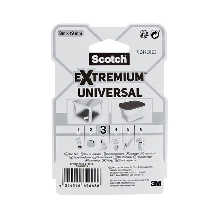 Scotch Cinta Americana Extremium 3 Universal Blanca 19 mm x 3 m