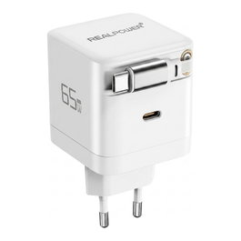 REALPOWER GaN Charger 65W blanco, 65 Watt, 2x Type-C