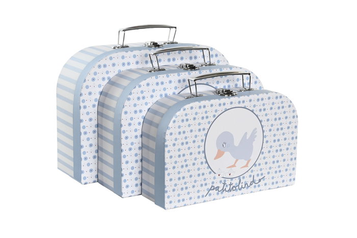 DKD Home Decor Caja Baby Patito Lindo 23 Set de 3 Piezas Azul Multicolor 9.5 x 20 x 28 cm