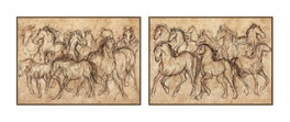 DKD Home Decor Cuadro de Lienzo Caballos Pintado a Mano 140x100x4 cm