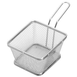 1946 Cesta Presentación Fritos Acero Inoxidable 12x12 cm Ideal para Emplatar Patatas Croquetas Calamares