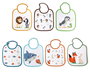 KioKids Set de 7 Baberos Impermeables de Algodón con Motivos de Animales Multicolor para Bebés +0 Meses