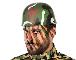 Casco Militar de PVC con Camuflaje Clásico Verde para Adultos - Accesorio de Disfraz
