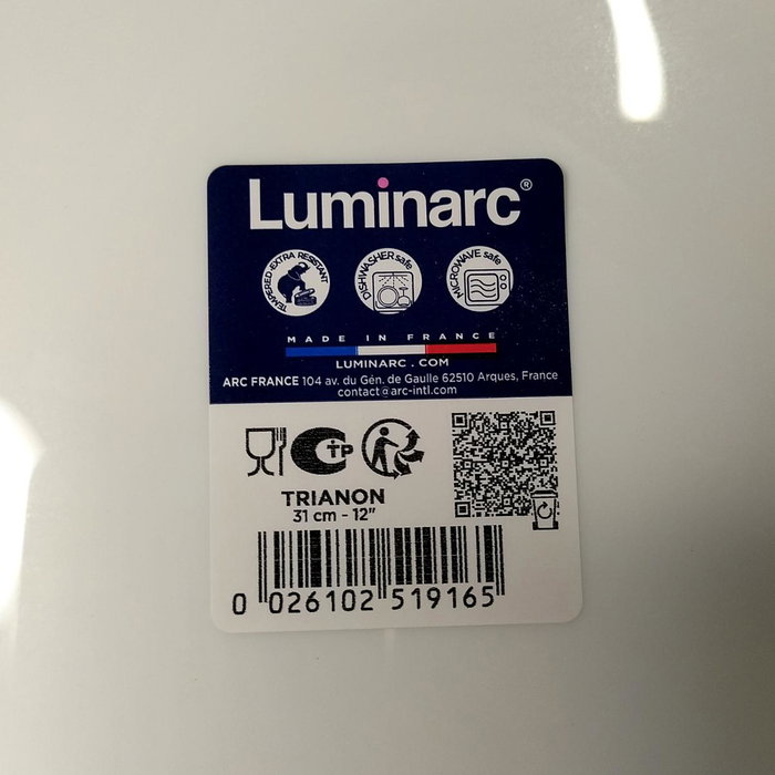 Luminarc Fuente Llana Opal Trianon Blanco 32,5 cm Luminarc Fuente Llana Opal Trianon Blanco 32,5 cm