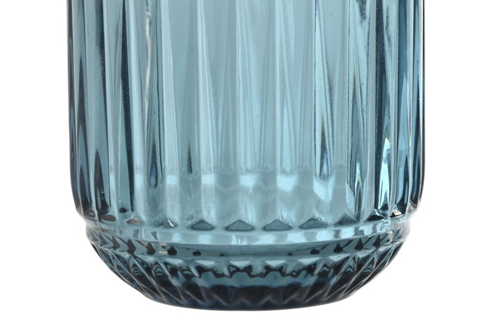 DKD Home Decor Set de 6 Vasos de Cristal Rayado Azul Stripes Garbo