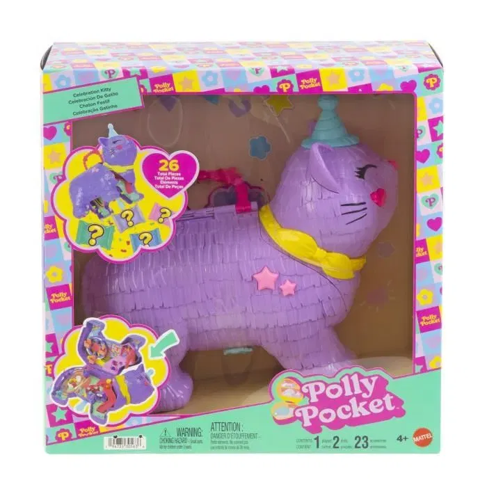Polly Pocket Set de fiesta de gatitos con minifiguras y accesorios JFT90