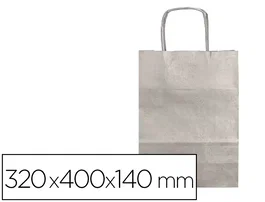 Q-connect Bolsa de papel kraft plata con asa retorcida 320x400x140 mm