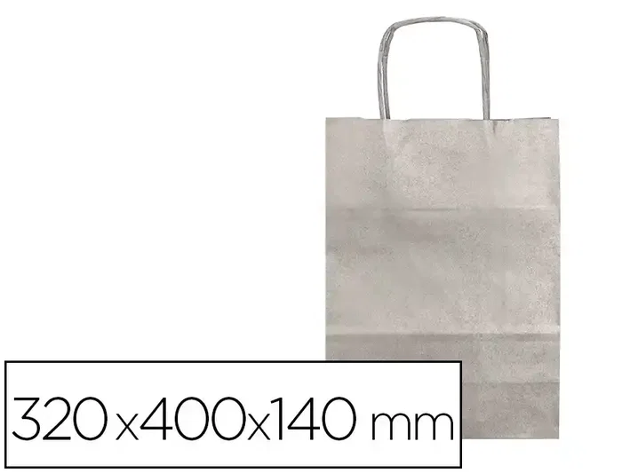 Q-connect Bolsa de papel kraft plata con asa retorcida 320x400x140 mm Q-connect Bolsa de papel kraft plata con asa retorcida 320x400x140 mm