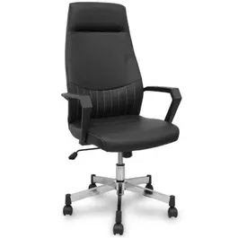 Piqueras Y Crespo Silla de Dirección Opti520 520DBSP840CRRN - Respaldo Alto, Similpiel Negro, Mecanismo Basculante, Base Cromada, Para 4-6 Horas de Uso