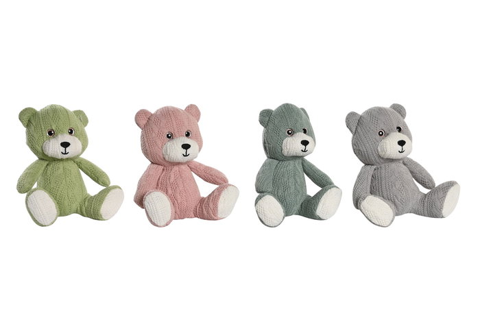 DKD Home Decor Peluche de Osito Surtido de 4 Unidades en Poliéster DKD Home Decor Peluche de Osito Surtido de 4 Unidades en Poliéster