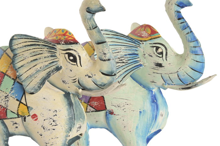 DKD Home Decor Figura de Elefante de Metal Surtido Azul y Blanco