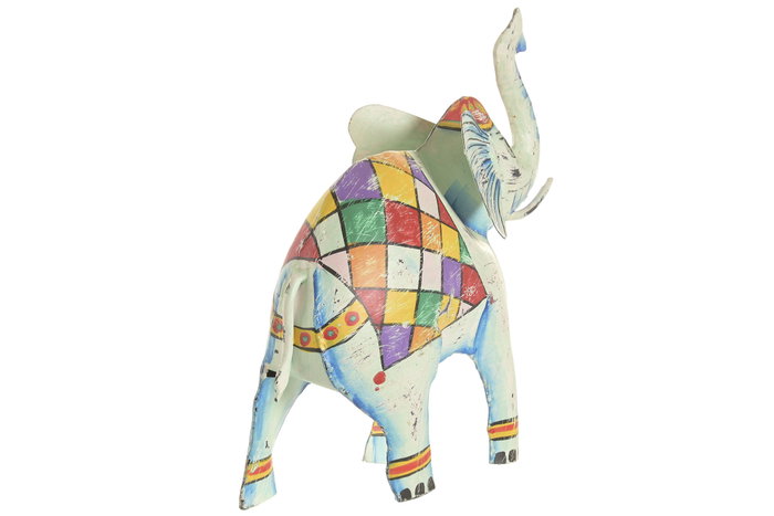 DKD Home Decor Figura de Elefante de Metal Surtido Azul y Blanco